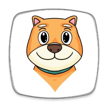 Chien Shiba Inu - Magnet carré - blanc - Devant