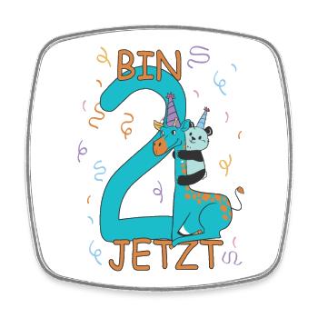 Zwei Jahre alt - Viereckiger Kühlschrankmagnet - Weiß - Vorne