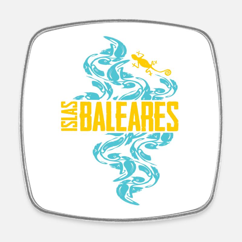 Balearic Islands Waves Pattern - Square fridge magnet - white