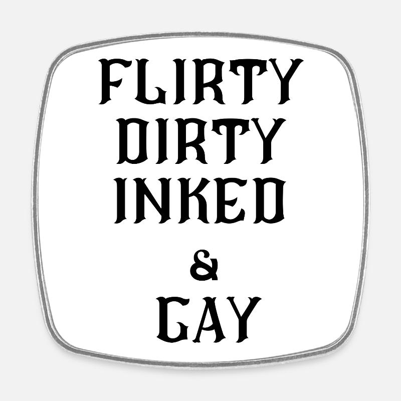Flirty lesbian text - Square fridge magnet - white