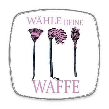 Lustige Besen - Viereckiger Kühlschrankmagnet - Weiß - Vorne