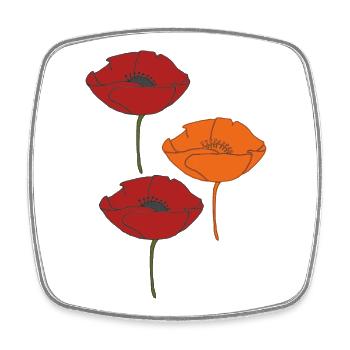 mohnblumen und orange - Viereckiger Kühlschrankmagnet - Weiß - Vorne