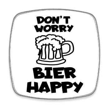 Keine Sorge, Bier glücklich für Bierliebhaber # - Viereckiger Kühlschrankmagnet - Weiß - Vorne