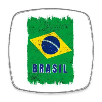 Brasilien Flagge - Viereckiger Kühlschrankmagnet - Weiß - Vorne