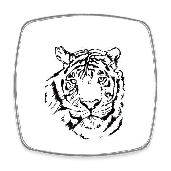 Tigre dessiné à la main - Magnet carré - blanc - Devant