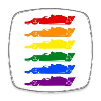 Racing Car LGBT lgbtqia pride - Square fridge magnet - white - Front