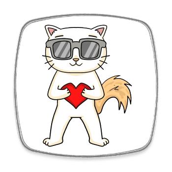 Turkish van with sunglasses and heart - Square fridge magnet - white - Front