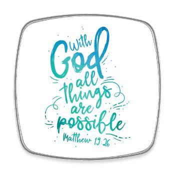 With God all things are possible - Square fridge magnet - white - Front