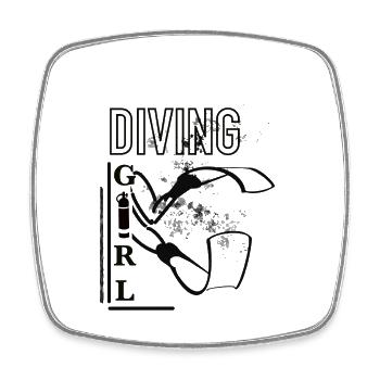 Diving. Girl - Viereckiger Kühlschrankmagnet - Weiß - Vorne