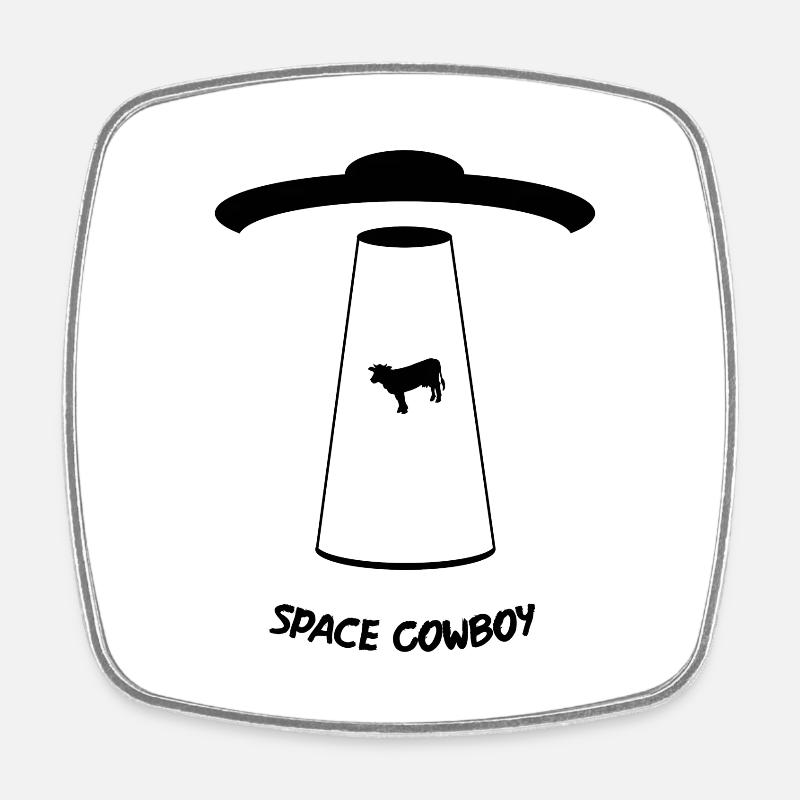 Space Cowboy - Viereckiger Kühlschrankmagnet - Weiß