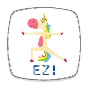 Rainbow Unicorn in Yoga Pose - Square fridge magnet - white - Front