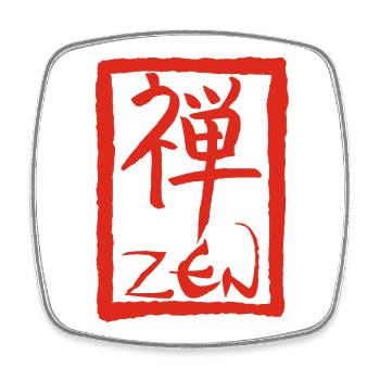 Le mot zen en japonais (rouge) - Magnet carré - blanc - Devant