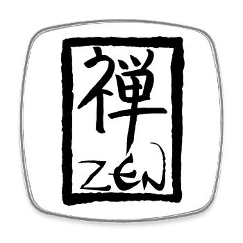 Le mot zen en japonais (noir) - Magnet carré - blanc - Devant