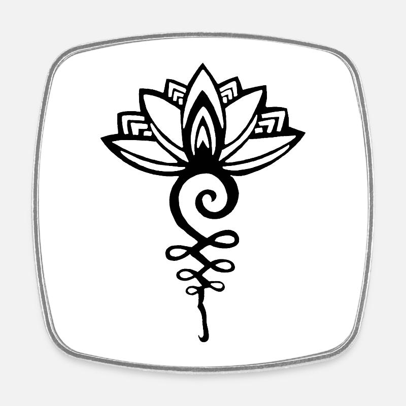 Lotus noir éternel - Magnet carré - blanc