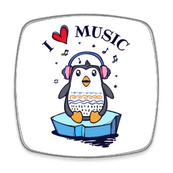 Seabird Cool Heart Penguin Animal Statement - Square fridge magnet - white - Front