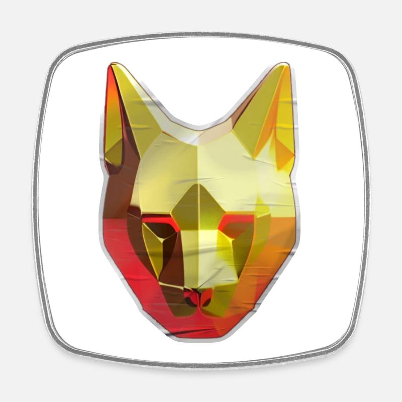 Polygone de chat en or - Magnet carré - blanc