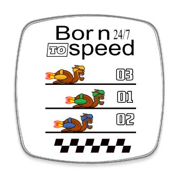 Funny racing snails - Square fridge magnet - white - Front