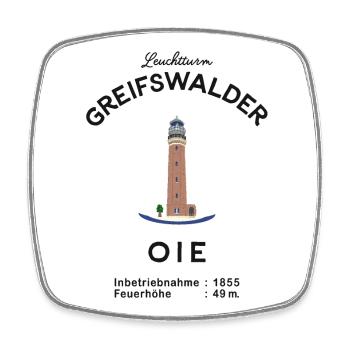 Leuchtturm Insel Greifswalder Oie, Ostsee - Viereckiger Kühlschrankmagnet - Weiß - Vorne
