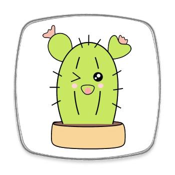 Cactus kawaii, cactus, plantes succulentes, plante mignonne - Magnet carré - blanc - Devant