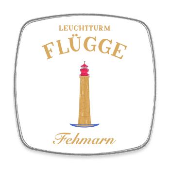 Wahrzeichen Leuchtturm Flügge auf Fehmarn, Ostsee - Viereckiger Kühlschrankmagnet - Weiß - Vorne