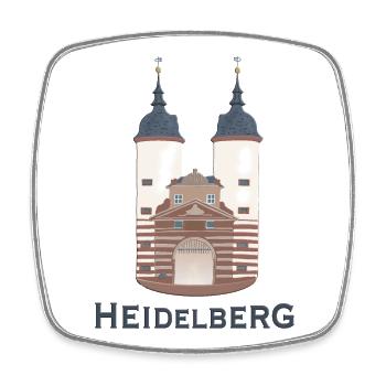 Heidelberg, landmark bridge tower - Square fridge magnet - white - Front