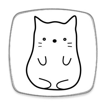 Chat noir - Magnet carré - blanc - Devant