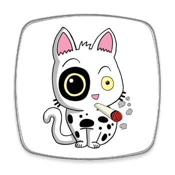 Smoking cat - Square fridge magnet - white - Front