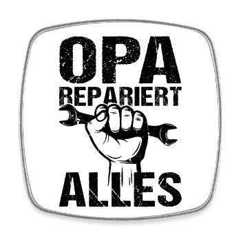 Opa repariert alles Großvater Opa - Viereckiger Kühlschrankmagnet - Weiß - Vorne
