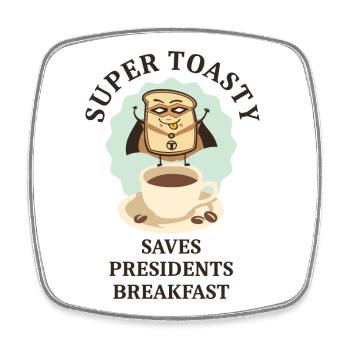 Super Heroes Toast Bread - Square fridge magnet - white - Front