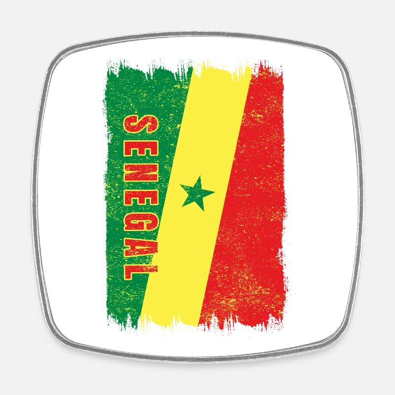 Drapeau du Sénégal - Magnet carré - blanc