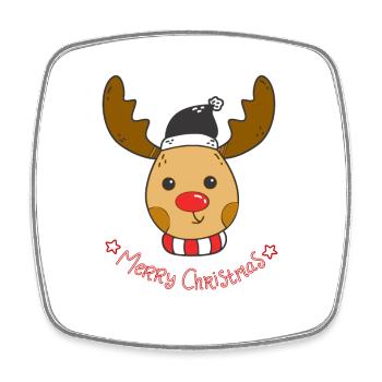 Niedliches Rudolph Rentier Weihnachtsdesign - Viereckiger Kühlschrankmagnet - Weiß - Vorne
