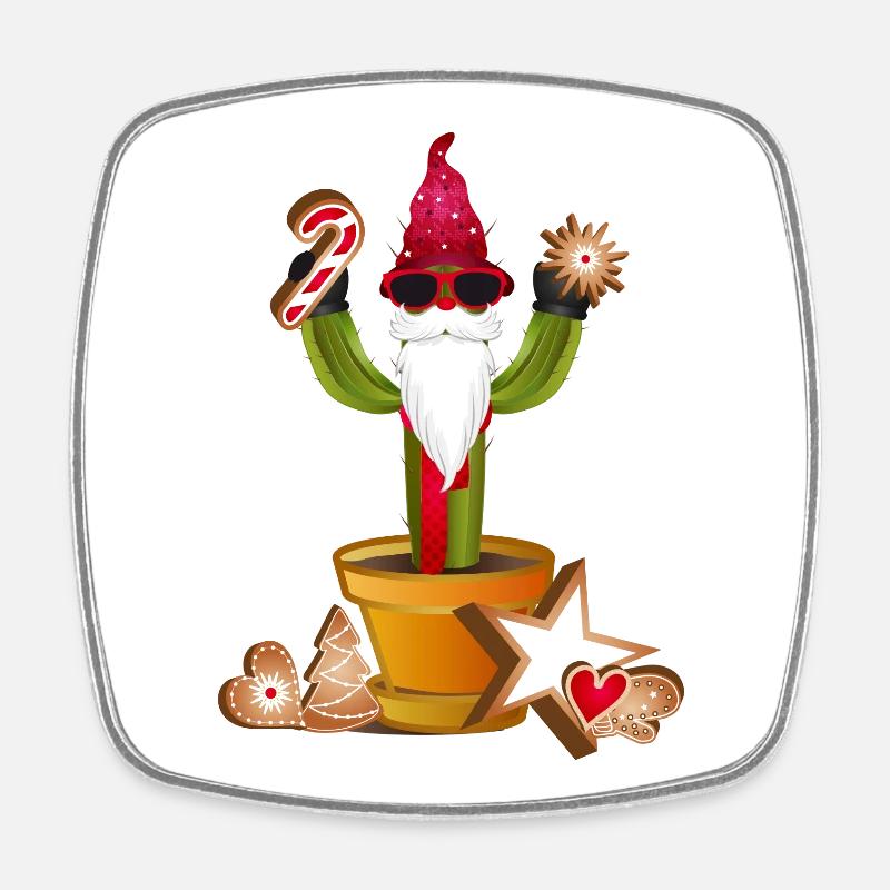 funny gnome cactus for Christmas - Square fridge magnet - white