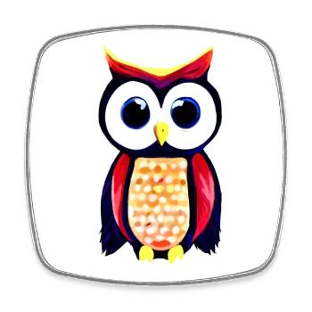 Owl with big curious eyes - Square fridge magnet - white - Front