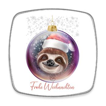 Frohe Weihnachten Weihnachtsoutfit Faultier - Viereckiger Kühlschrankmagnet - Weiß - Vorne