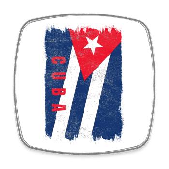 Drapeau de Cuba - Magnet carré - blanc - Devant