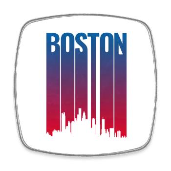 Boston Skyline Gradient Night - Viereckiger Kühlschrankmagnet - Weiß - Vorne