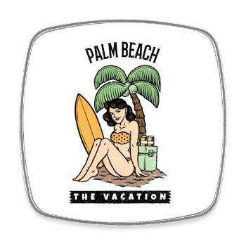 Palm Beach pin up - Viereckiger Kühlschrankmagnet - Weiß - Vorne
