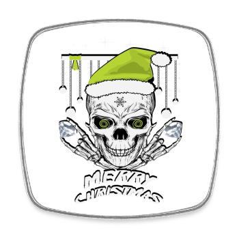 Crâne de Noël vert - Magnet carré - blanc - Devant