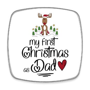 My first Christmas as Dad - Square fridge magnet - white - Front