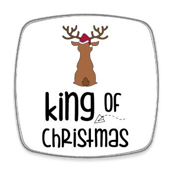 Hirsch mit Weihnachtsmütze - Viereckiger Kühlschrankmagnet - Weiß - Vorne