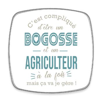 agriculteur bogosse Cadeau humour agriculture - Magnet carré - blanc - Devant