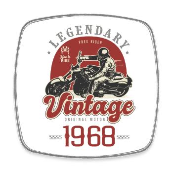1968 Jubiläum Motorrad Biker Jahrgang - Viereckiger Kühlschrankmagnet - Weiß - Vorne