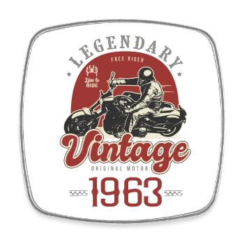 1963 Jubiläum Motorradbiker Jahrgang 60 Jahre - Viereckiger Kühlschrankmagnet - Weiß - Vorne
