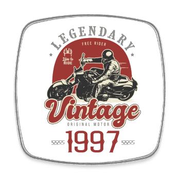 1997 Jubiläum Motorrad Biker Jahrgang - Viereckiger Kühlschrankmagnet - Weiß - Vorne