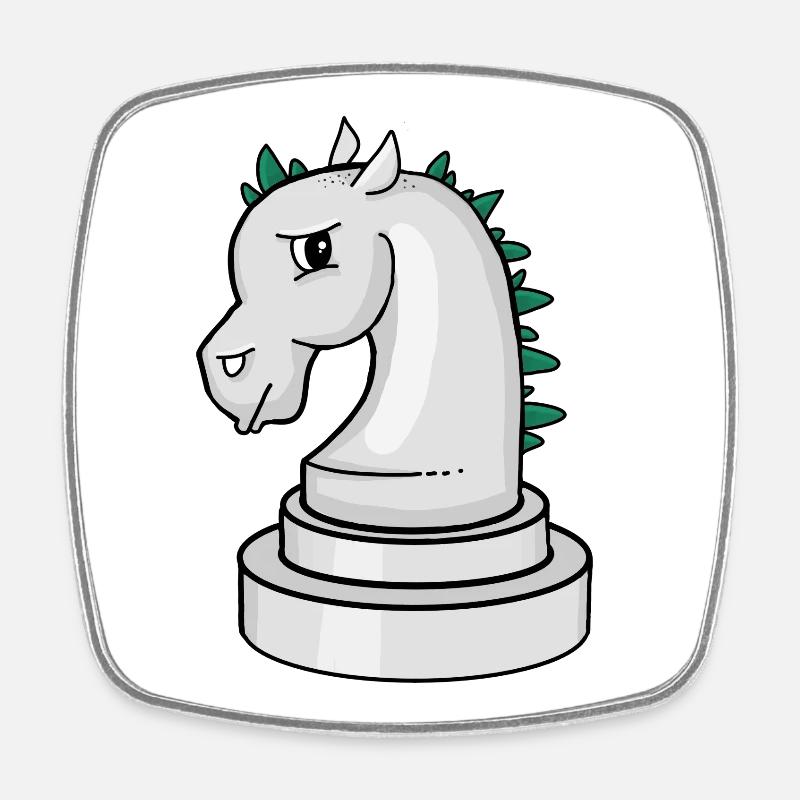Pièce d’échecs : cheval d’échecs punk agacé - Magnet carré - blanc