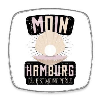 Hamburg du bist meine Perle - Viereckiger Kühlschrankmagnet - Weiß - Vorne