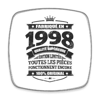 FABRIQUÉ EN 1998 - Magnet carré - blanc - Devant