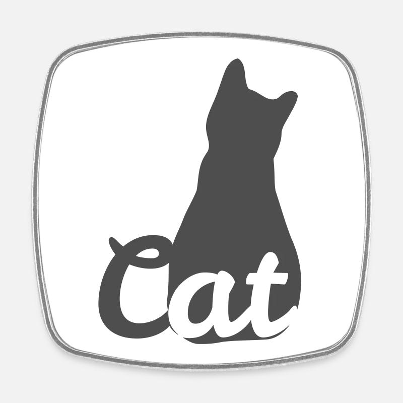 Silhouette de chat avec texte de chat - Magnet carré - blanc