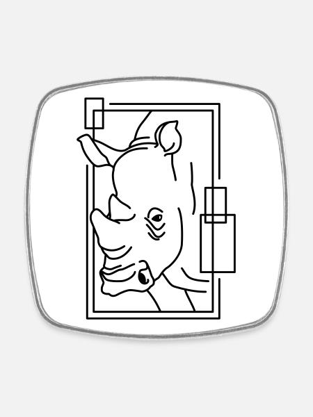 Rhinoceros in geometric design - Square fridge magnet - white