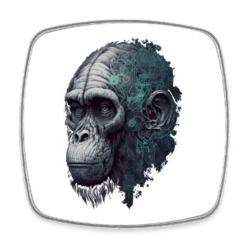 Singe contrôlé par l’IA - Magnet carré - blanc - Devant
